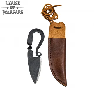 Couteau médiéval forgé à la main avec étui en cuir véritable