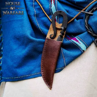 Couteau médiéval forgé à la main avec étui en cuir véritable