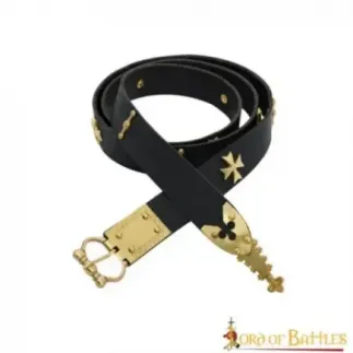 Medieval Leather Belt with Pure Brass Details