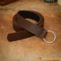 Medieval Leather Belt with Lustrous Steel Ring Buckle