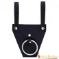 Black Genuine Leather Frog with Steel Ring