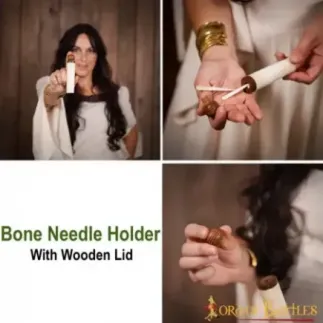 Porte-aiguilles médiéval en os véritable fait à la main, accessoire fonctionnel