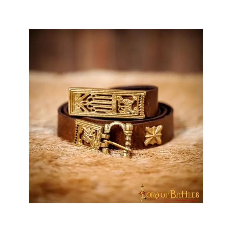 Ceinture médiévale en cuir avec boucle et chape en laiton pur Ceinture médiévale en cuir avec boucle et chape en laiton pur