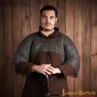 Flat Ring Chainmail Half Haubergeon Joined Sleeves Voiders, Wedge Riveted, ID 9 mm, Natural