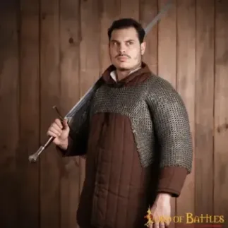 Flat Ring Chainmail Half Haubergeon Joined Sleeves Voiders, Wedge Riveted, ID 9 mm, Natural