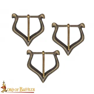 Boucle de ceinture en laiton antique de la fin du Moyen Âge 3Pcs