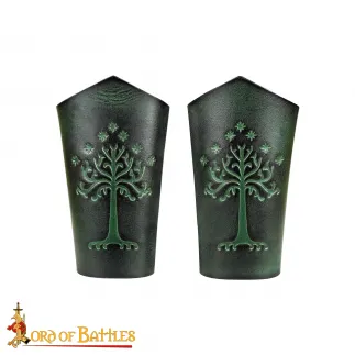 Brassards en cuir véritable avec motif Arbre du Gondor en relief