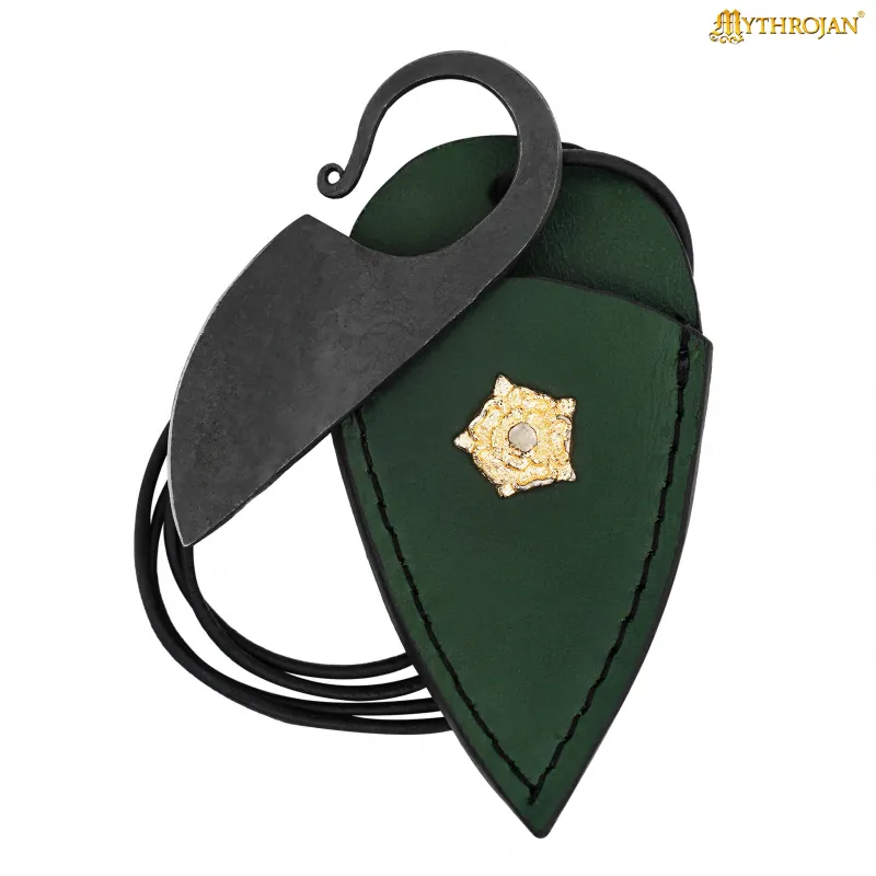 copy of Couteau à anneau celtique Mythrojan avec étui en cuir vert
