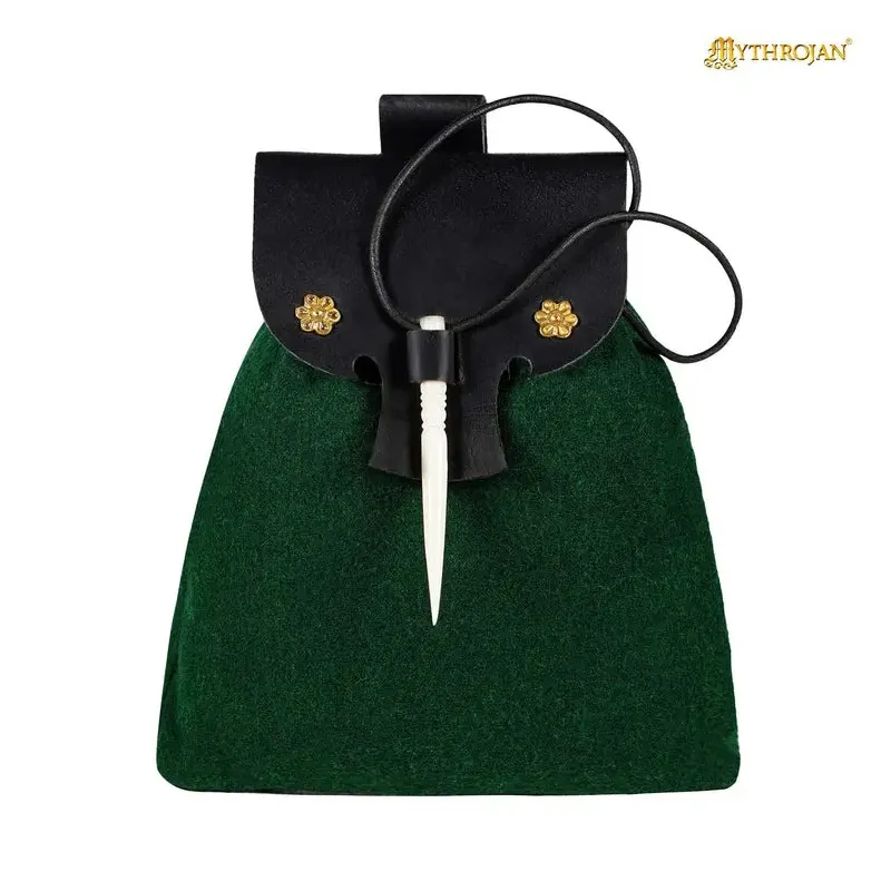 Petite pochette médiévale en cuir , sac banane Renaissance pour GN - Vert