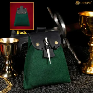 Petite pochette médiévale en cuir , sac banane Renaissance pour GN - Vert