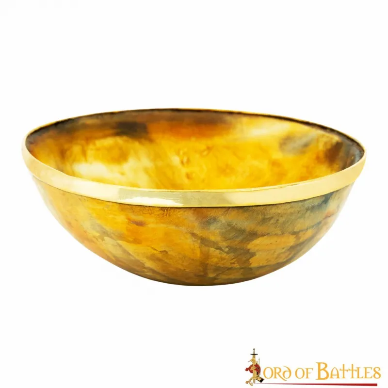 Bol en corne de banquet Viking avec bord en laiton pur, accessoire en corne véritable Bol en corne de banquet Viking avec bord en laiton pur, accessoire en corne véritable