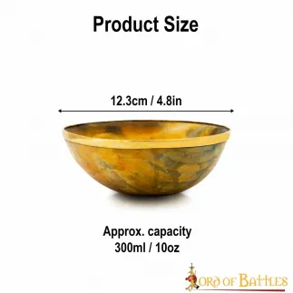 Bol en corne de banquet Viking avec bord en laiton pur, accessoire en corne véritable