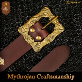Ceinture  Renaissance en cuir noir où marron avec boucle en laiton