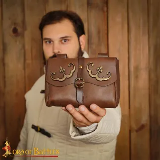 Bourse en cuir fabriquée à la main,bourse de la fin du Moyen Âge