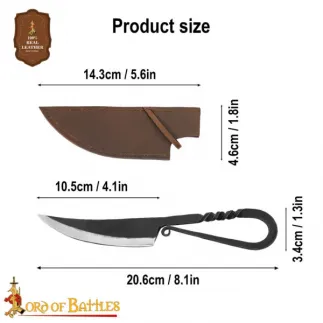 Couteau viking  forgé à la main avec étui en cuir véritable