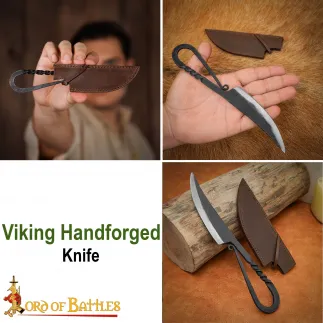 Couteau viking  forgé à la main avec étui en cuir véritable