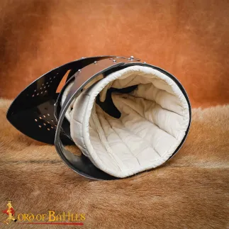 Doublure rembourrée en toile pour casque avec cordon en cuir véritable