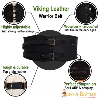 Ceinture large Warrior fabriquée à la main en cuir véritable