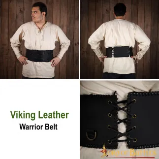 Ceinture large Warrior fabriquée à la main en cuir véritable