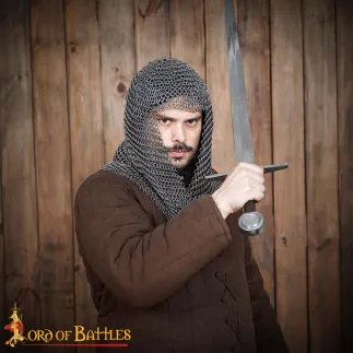 Cotte de mailles ronde ouvertur en  V, bout à bout, diamètre intérieur 9 mm, acier à ressort