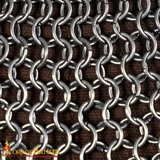 Cotte de mailles ronde ouvertur en  V, bout à bout, diamètre intérieur 9 mm, acier à ressort