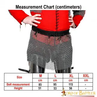 Jupe de cotte de mailles – Anneau rond riveté de 9 mm avec anneaux plats solides alternés – Acier doux