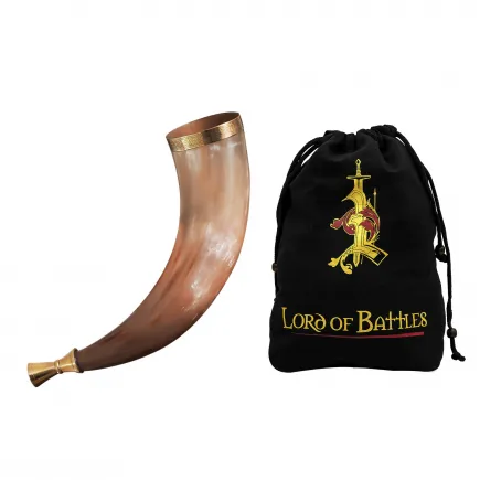 Trompette en cor véritable  avec garnitures en laiton pur