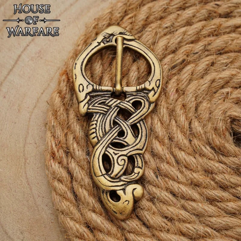 Boucle de ceinture en laiton motif serpent viking – Antique Boucle de ceinture en laiton motif serpent viking – Antique