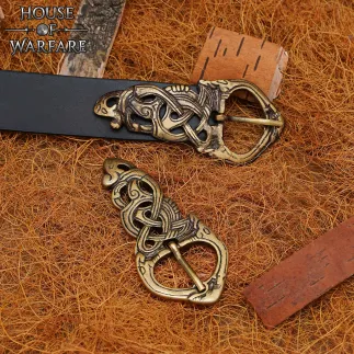 Boucle de ceinture en laiton motif serpent viking – Antique