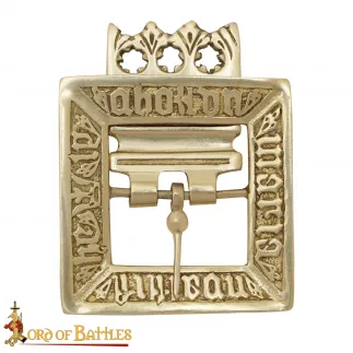 Boucle en laiton massif du XVe siècle, accessoire en cuir