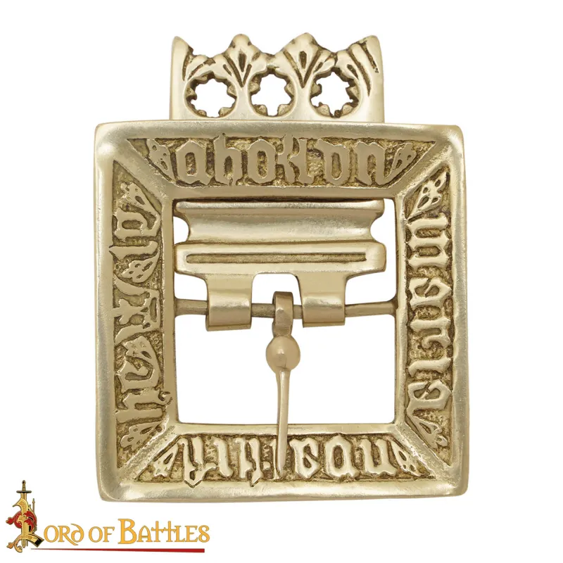 Boucle en laiton massif du XVe siècle, accessoire en cuir