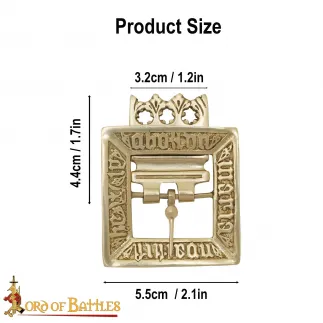 Boucle en laiton massif du XVe siècle, accessoire en cuir