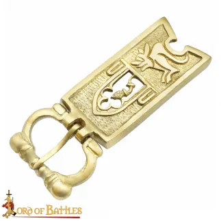 Boucle de chardon fermée médiévale, accessoire de ceinture en laiton massif pur