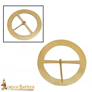 Boucle ronde médiévale en laiton massif 9,5 cm