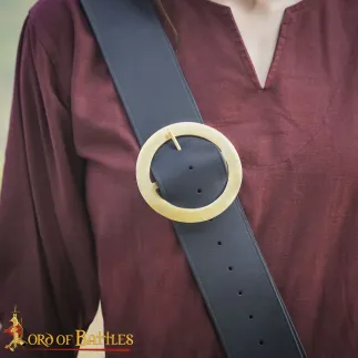 Boucle ronde médiévale en laiton massif 9,5 cm