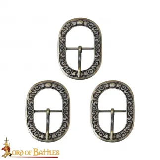 Boucle de ceinture florales en laiton antique. 3Pcs