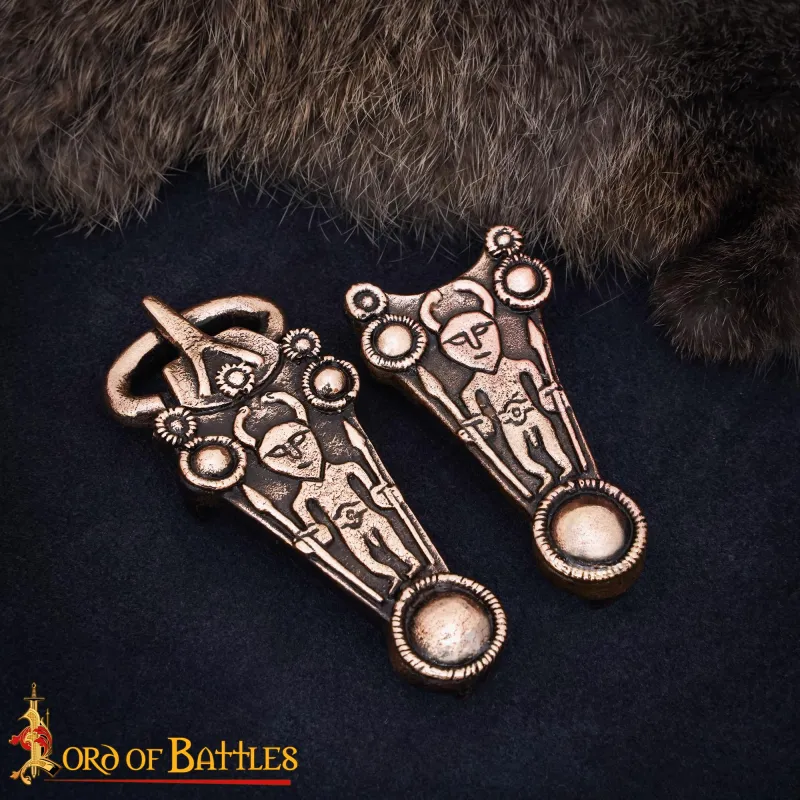 Boucle de ceinture celtique et embout de ceinture en bronze – 7,5 cm – Bronze antique et poli