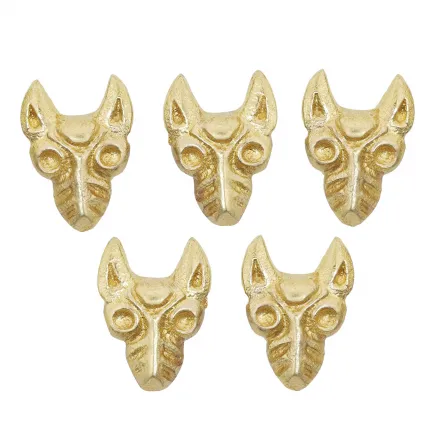 Lot de 5 décorations en laiton massif représentant un loup celtique