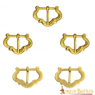 Petites boucles de ceinture médiévales en laiton pur, lot fonctionnel de 5