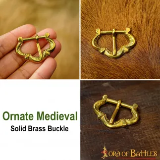 Petites boucles de ceinture médiévales en laiton pur, lot fonctionnel de 5