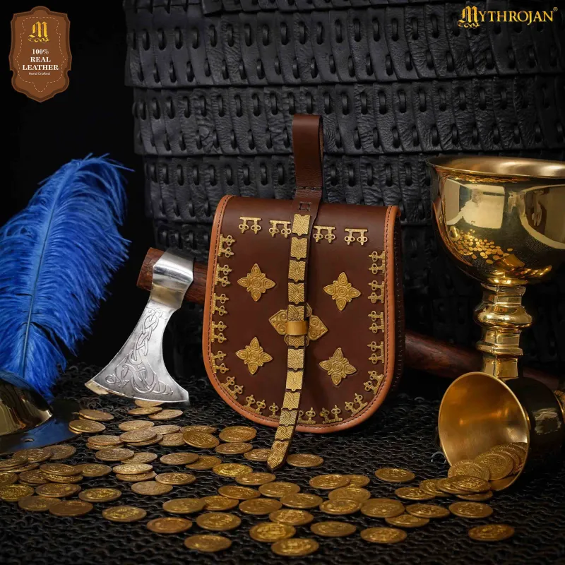 Bourse en cuir Viking authentique faite à la main basée sur des originaux historiques – Accessoire nordique en cuir véritable