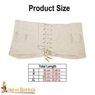 Ceinture médiévale en coton matelassé avec lacets