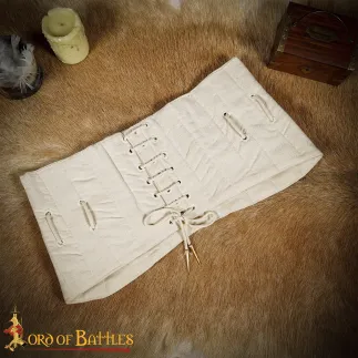 Ceinture médiévale en coton matelassé avec lacets