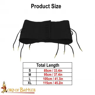 Ceinture médiévale en coton matelassé avec lacets