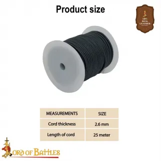 Cordon rond en cuir véritable de 2,6 mm