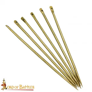 aiguilles médiévales en laiton pur, lot de 6