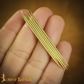 aiguilles médiévales en laiton pur, lot de 6