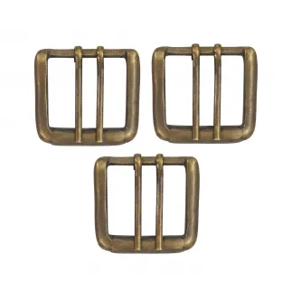 Boucle de ceinture à double aiguille en laiton antique