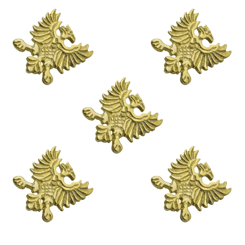 Clous de ceinture ou conchos aigle héraldique en laiton massif pur, lot de 5