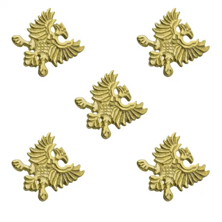 Clous de ceinture ou conchos aigle héraldique en laiton massif pur, lot de 5